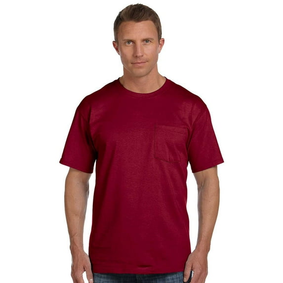 Fruit of the Loom 5 oz. 100% Heavy Cotton HD Pocket T-Shirt (3931P) Maroon, 3XL