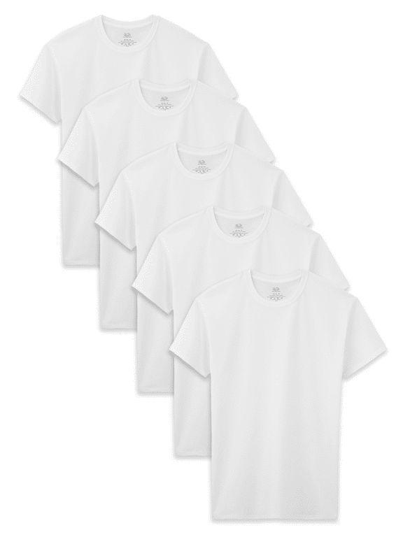 Boys' White Crew Undershirts, 5 Pack, Sizes XS-XL