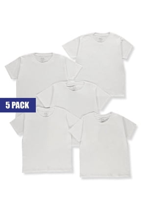Boys' White Crew Undershirts, 5 Pack, Sizes XS-XL
