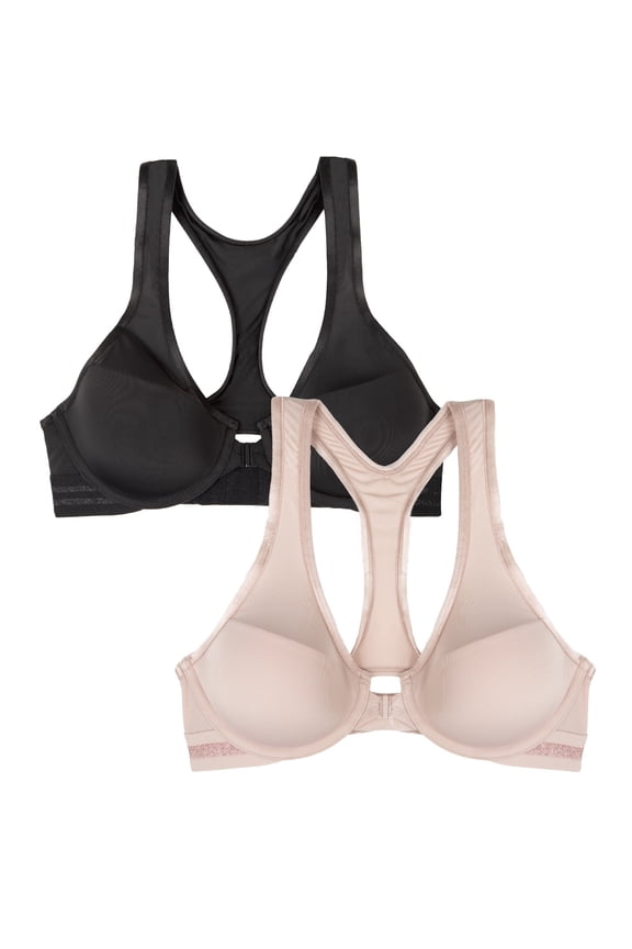 A Fresh Collection Game Changer 2-Pack Front & Back Closure Racerback Bras and Comfort for Women