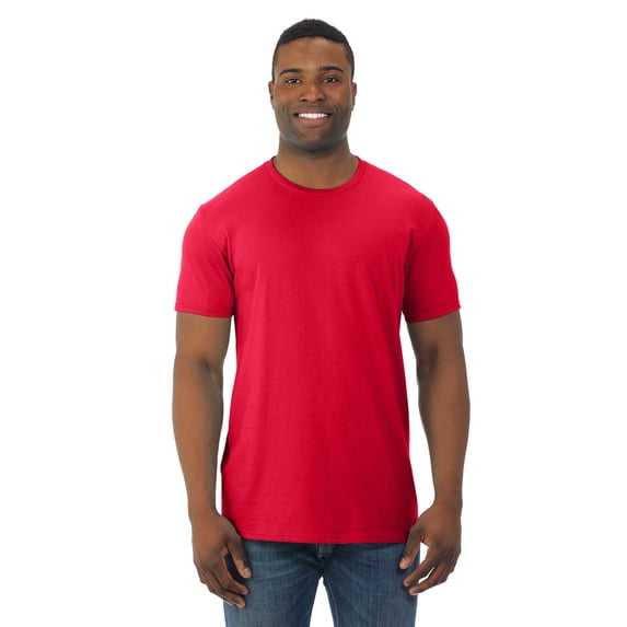 Fruit of the Loom Adult 4.7 oz. Sofspun Jersey Crew T-Shirt XL FIERY RED Pack of 4