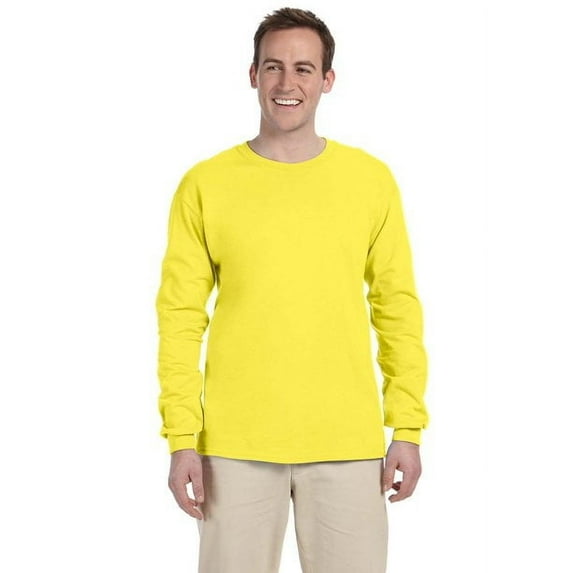 Fruit of the Loom Adult 5 oz. HD Cotton™ Long-Sleeve T-Shirt - 4930, Yellow, XL