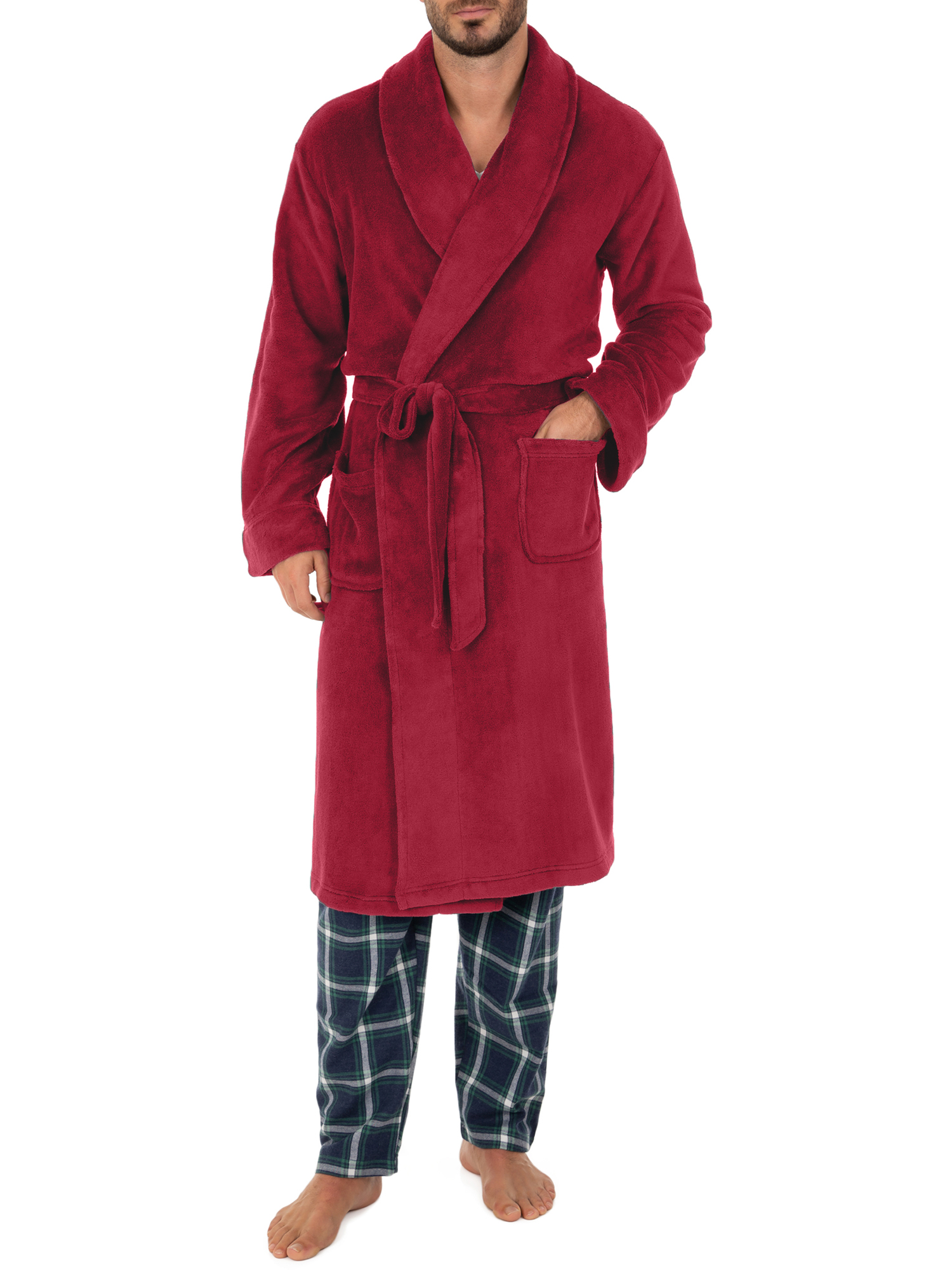 Fruit of the Loom Adult Mens Solid Plush Fleece Bathrobe One Size - image 1 of 4