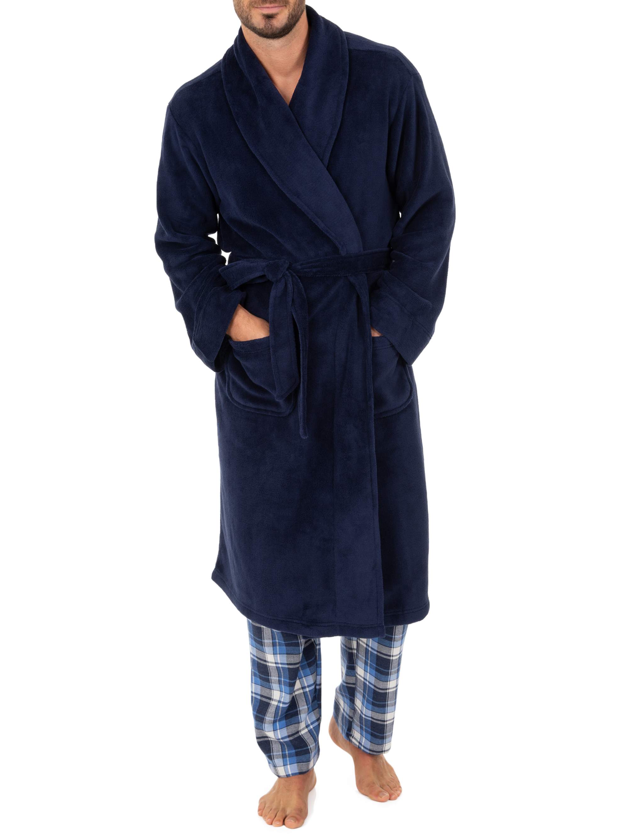 Fruit of the Loom Adult Mens Solid Plush Fleece Bathrobe One Size - image 1 of 5
