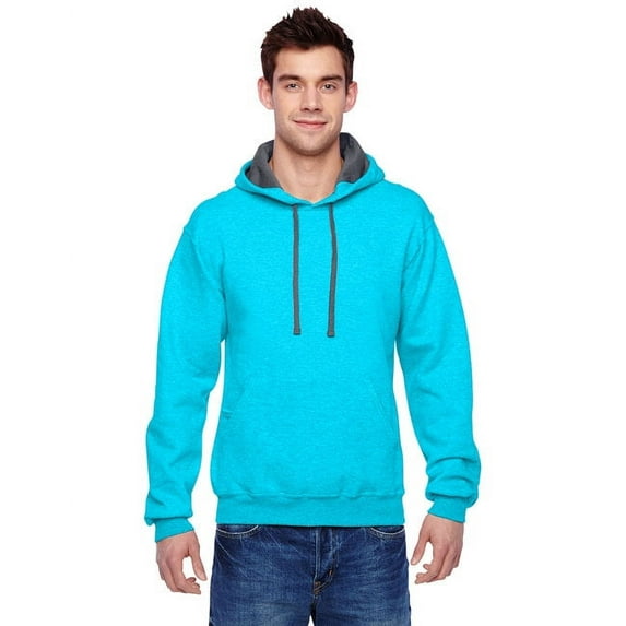 Fruit of the Loom Adult SofSpun® Hooded Sweatshirt - CARIB BLUE HTHR - 2XL