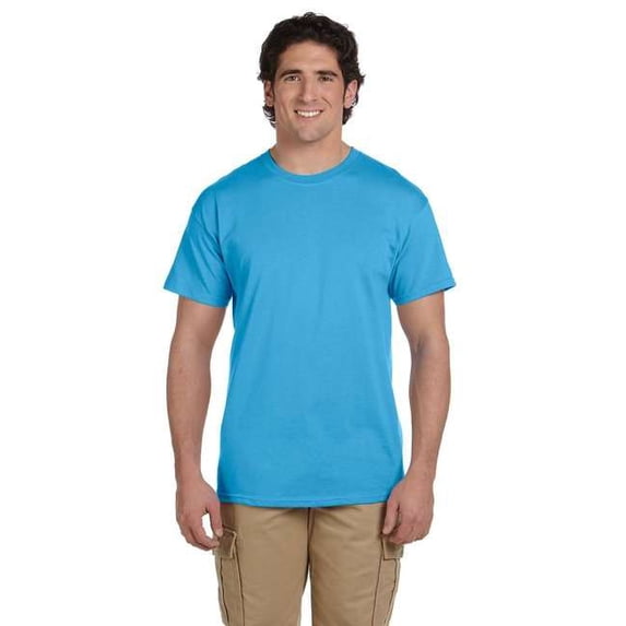 Fruit of the Loom Adult Unisex Short Sleeve Aquatic Blue Cotton T-Shirts, Multi Pack, 3XL - 3 Pack