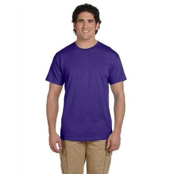Fruit of the Loom Adult Unisex Short Sleeve Deep Purple Cotton T-Shirts, Multi Pack, 5XL - 3 Pack