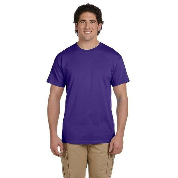 Fruit of the Loom Adult Unisex Short Sleeve Deep Purple Cotton T-Shirts, Multi Pack, L - 3 Pack
