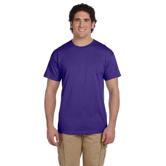 Fruit of the Loom Adult Unisex Short Sleeve Deep Purple Cotton T-Shirts, Multi Pack, S - 3 Pack