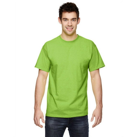 Fruit of the Loom Adult Unisex Short Sleeve Neon Green Cotton T-Shirts, Multi Pack, L - 3 Pack