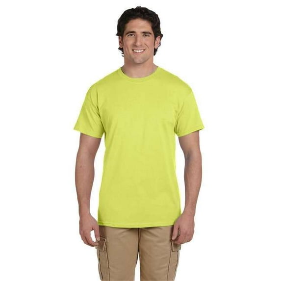 Fruit of the Loom Adult Unisex Short Sleeve Neon Yellow Cotton T-Shirts, Multi Pack, M - 3 Pack