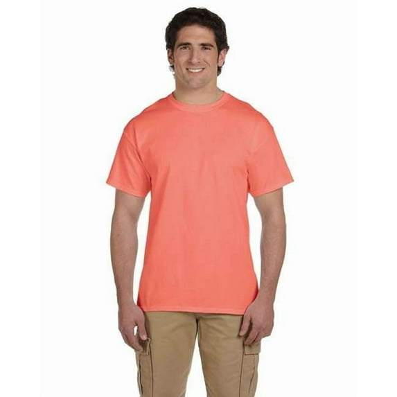 Fruit of the Loom Adult Unisex Short Sleeve Retro Hth Coral Cotton T-Shirts, Multi Pack, 3XL - 3 Pack