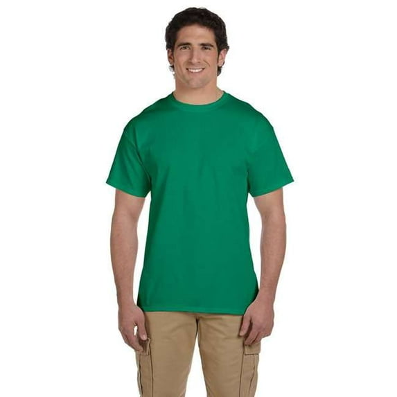 Fruit of the Loom Adult Unisex Short Sleeve Retro Hth Green Cotton T-Shirts, Multi Pack, L - 3 Pack