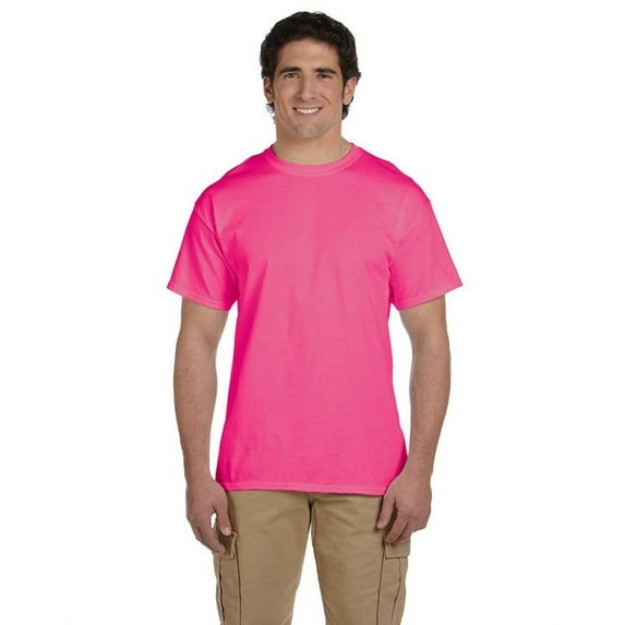 Fruit of the Loom Adult Unisex Short Sleeve Retro Hth Pink Cotton T-Shirts, Multi Pack, 4XL - 3 Pack
