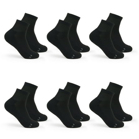 Fruit of the Loom All Day Comfort Ankle Socks for Women, Black, Sizes 4-10 (6-Pack)