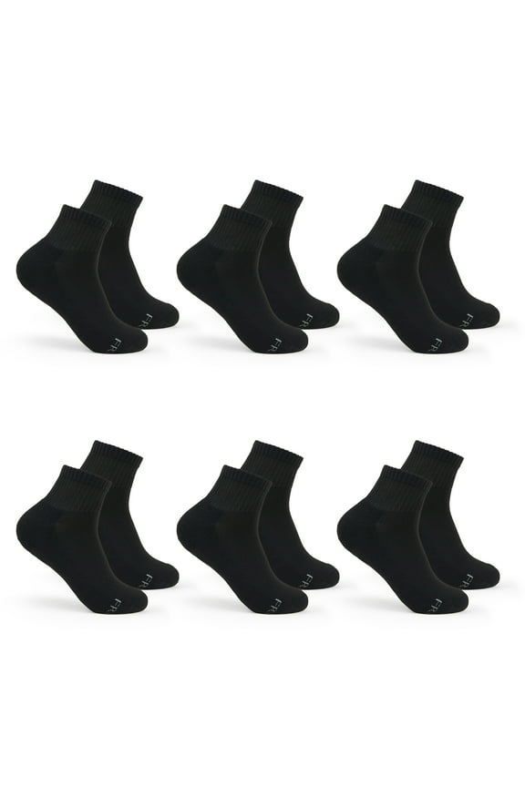 All Day Comfort Ankle Socks for Women, Black, Sizes 4-10 (6-Pack)