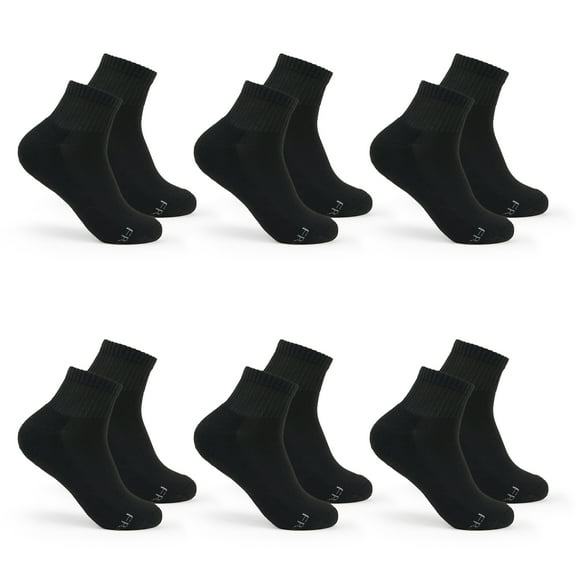 Fruit of the Loom All Day Comfort Ankle Socks for Women, Black, Sizes 8-12 (6-Pack)