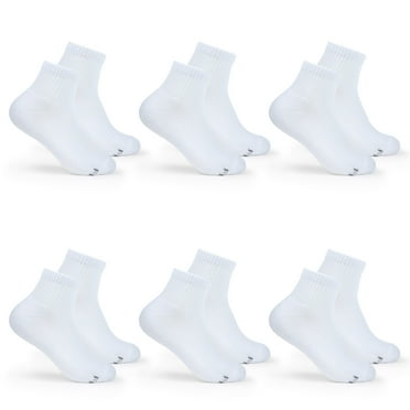 Fruit of the Loom All Day Comfort Ankle Socks for Women, White, Sizes 4-10 (6-Pack)