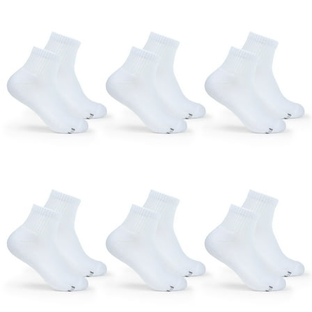 Fruit of the Loom All Day Comfort Ankle Socks for Women, White, Sizes 4-10 (6-Pack)