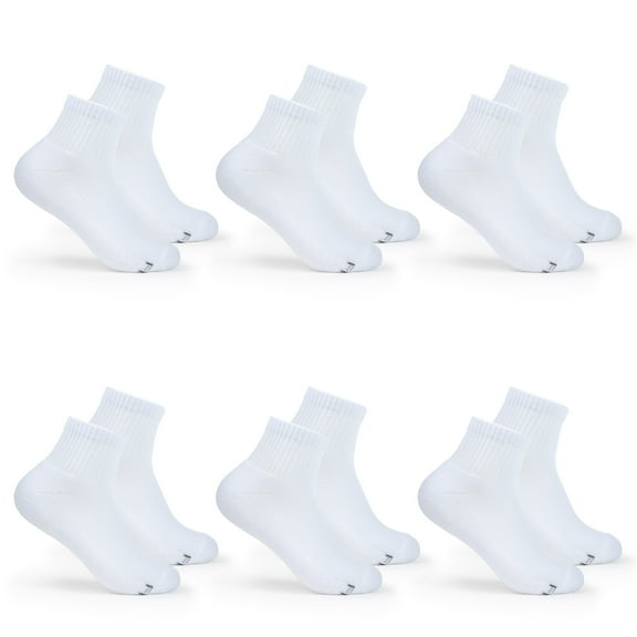 Fruit of the Loom All Day Comfort Ankle Socks for Women, White, Sizes 4-10 (6-Pack)