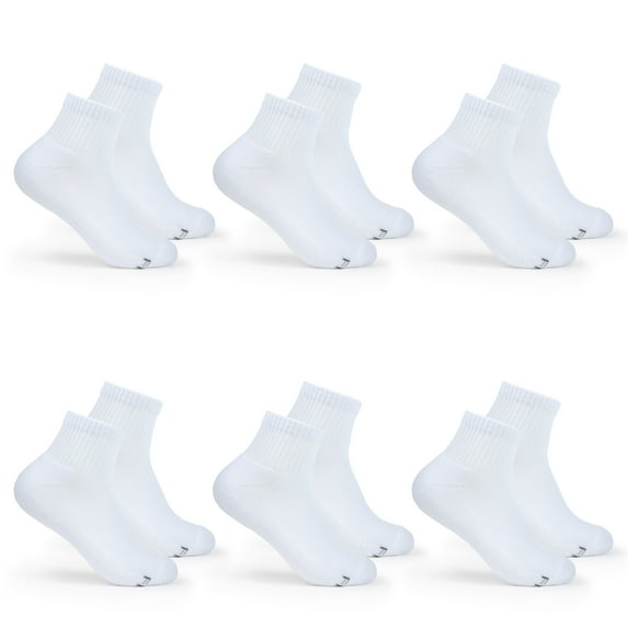 Fruit of the Loom All Day Comfort Ankle Socks for Women, White, Sizes 8-12 (6-Pack)