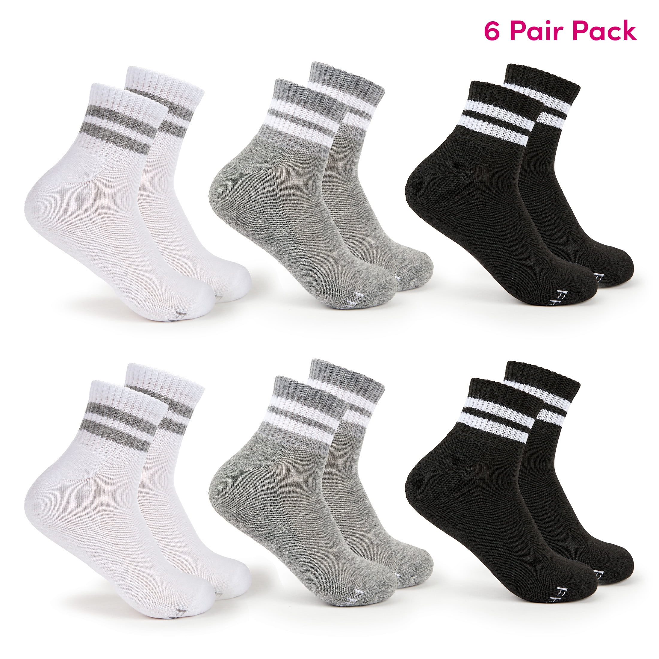 Fruit of the Loom All Day Comfort Women's Socks, Sizes 4-12, 6-Pack