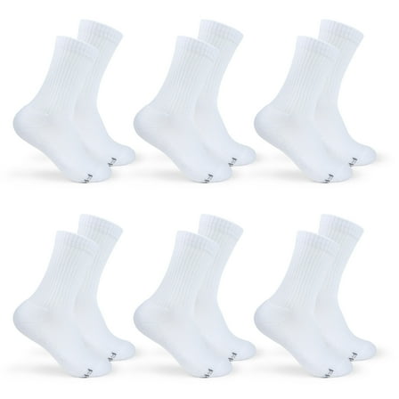 Fruit of the Loom All Day Comfort Crew Socks for Women, White, Sizes 4-10 (6-pack)