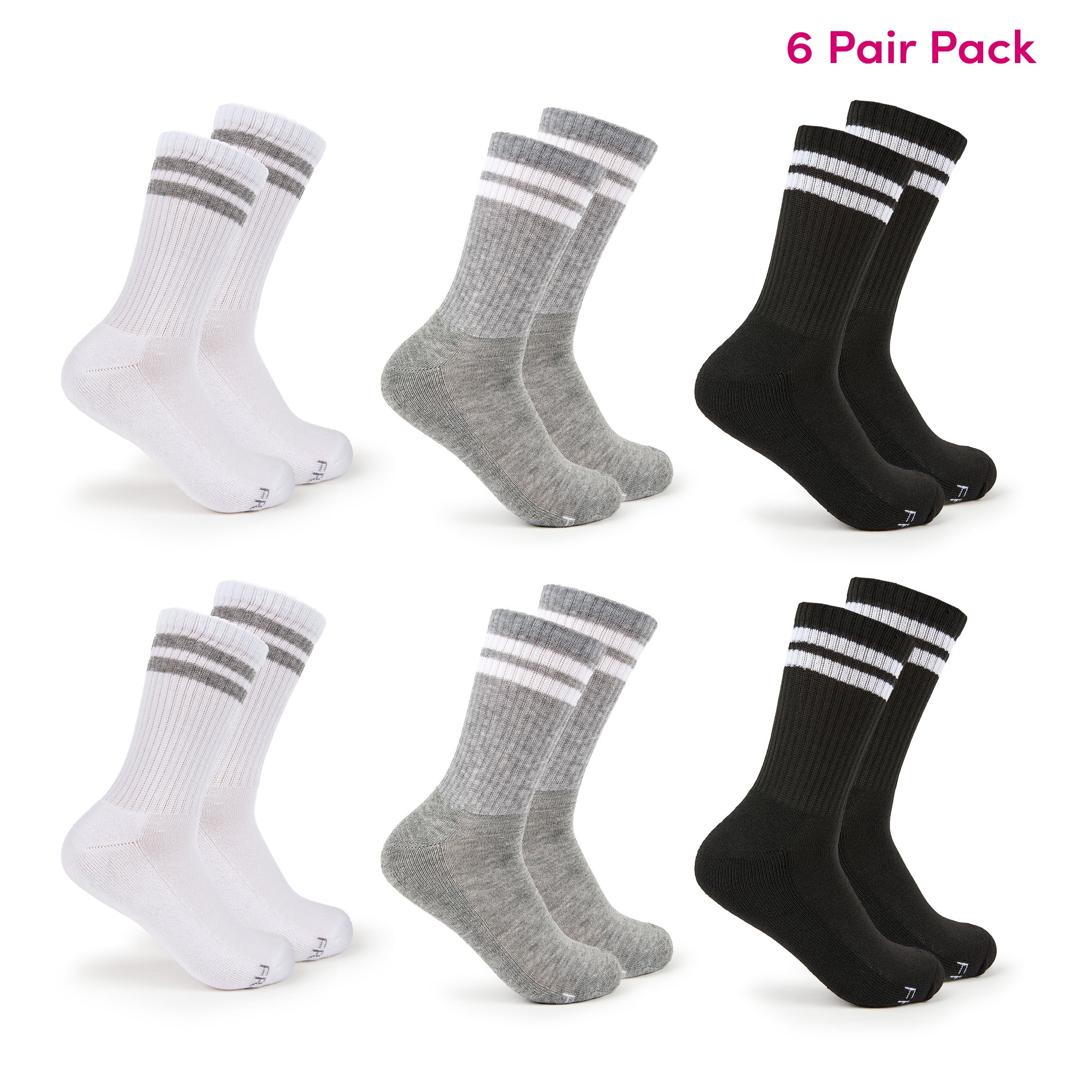 Fruit of the Loom All Day Comfort Women's Socks, Sizes 4-12, 6-Pack
