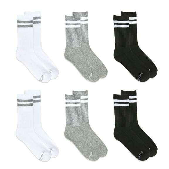 Fruit of the Loom All Day Comfort Crew socks for Women, Gray Assorted, sizes 4-10 (6-pack)