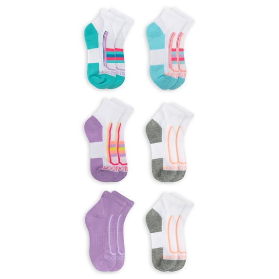 Fruit of the Loom Ankle Super Soft Printed Socks (Big Girls or Little Girls) 6 Pack