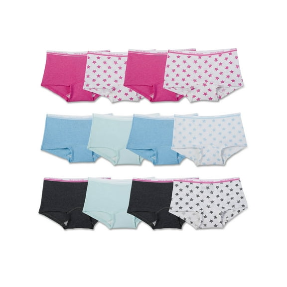 Fruit of the Loom Assorted Heather Boy Short Underwear, 12 Pack Panties (Little Girls & Big Girls)