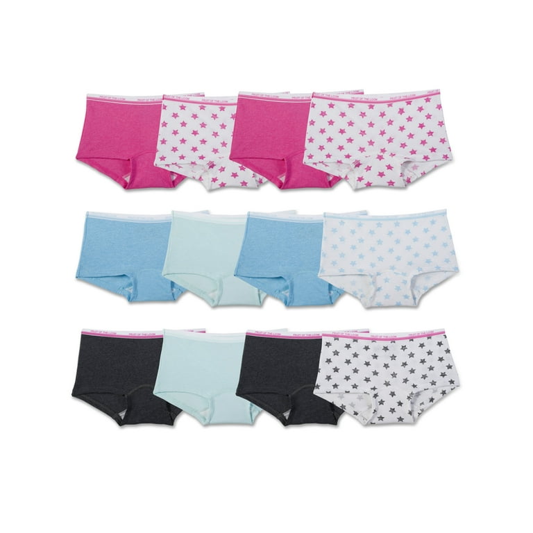 Fruit of the Loom Assorted Heather Boy Short Underwear, 12 Pack Panties  (Little Girls & Big Girls)