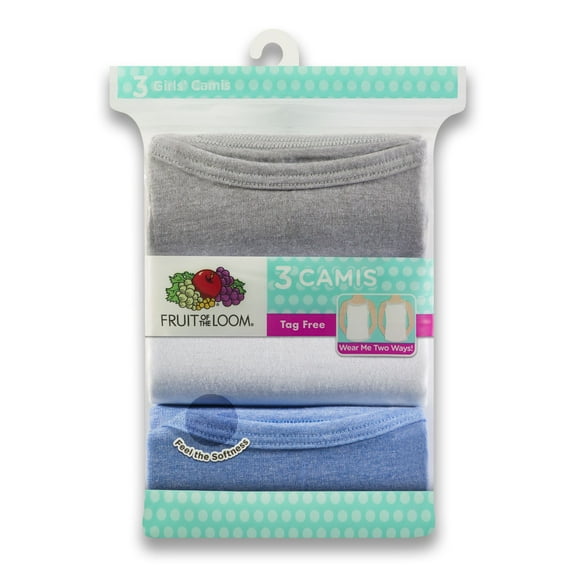 Fruit of the Loom Assorted Wear Two Ways Spin Camis, 3 Pack (Little Girls & Big Girls)