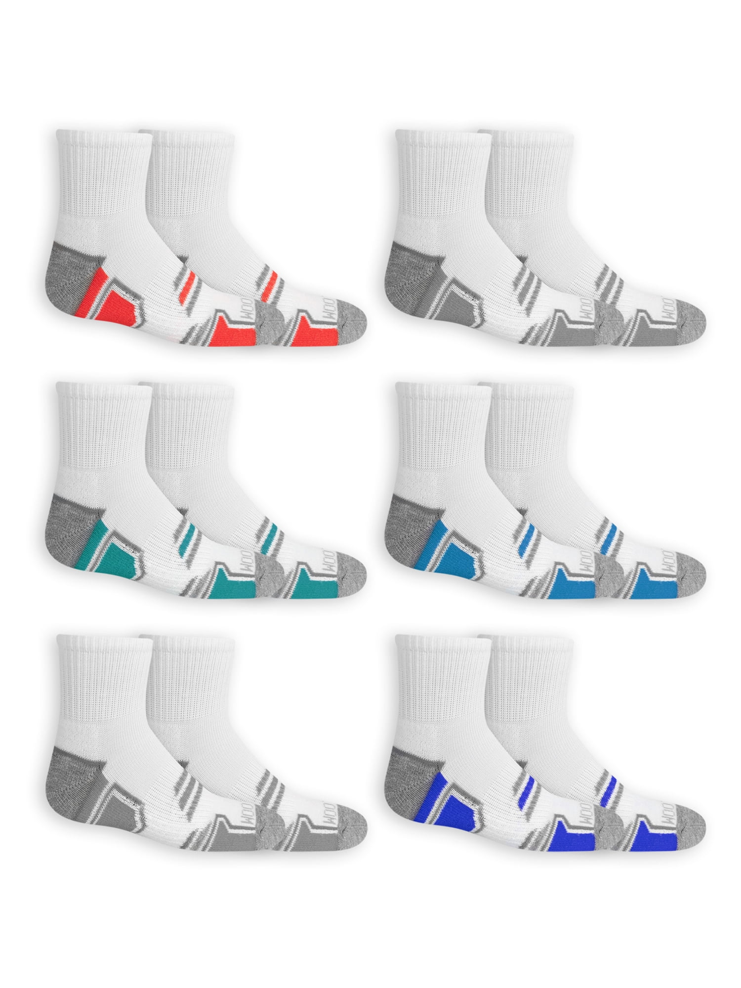 Fruit of the Loom Cushioned Youth Ankle Athletic Socks for Boys, 6 Pack ...