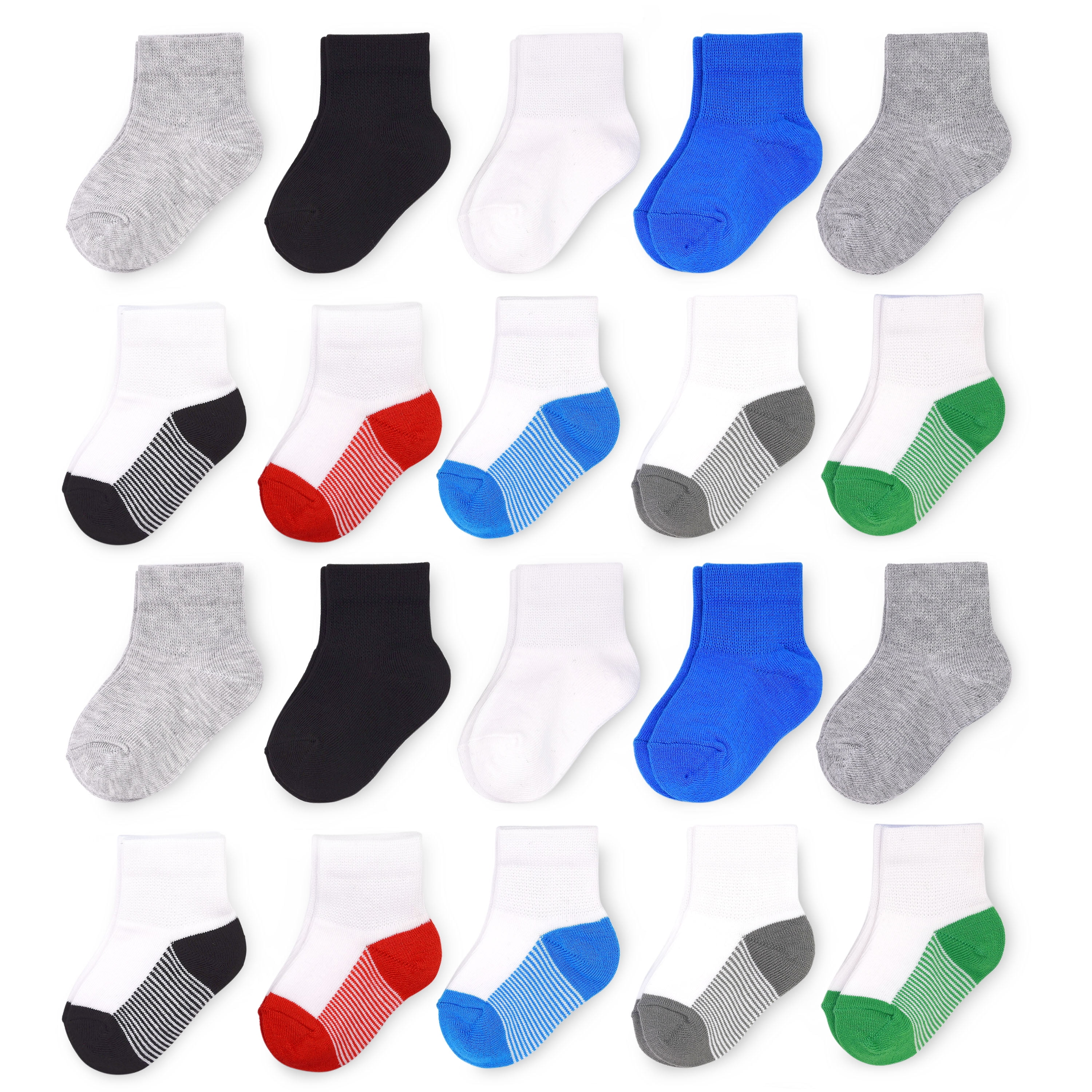 Fruit of the Loom Baby and Toddler Boy Ankle Socks, 20-Pack, Size 6M-5T ...