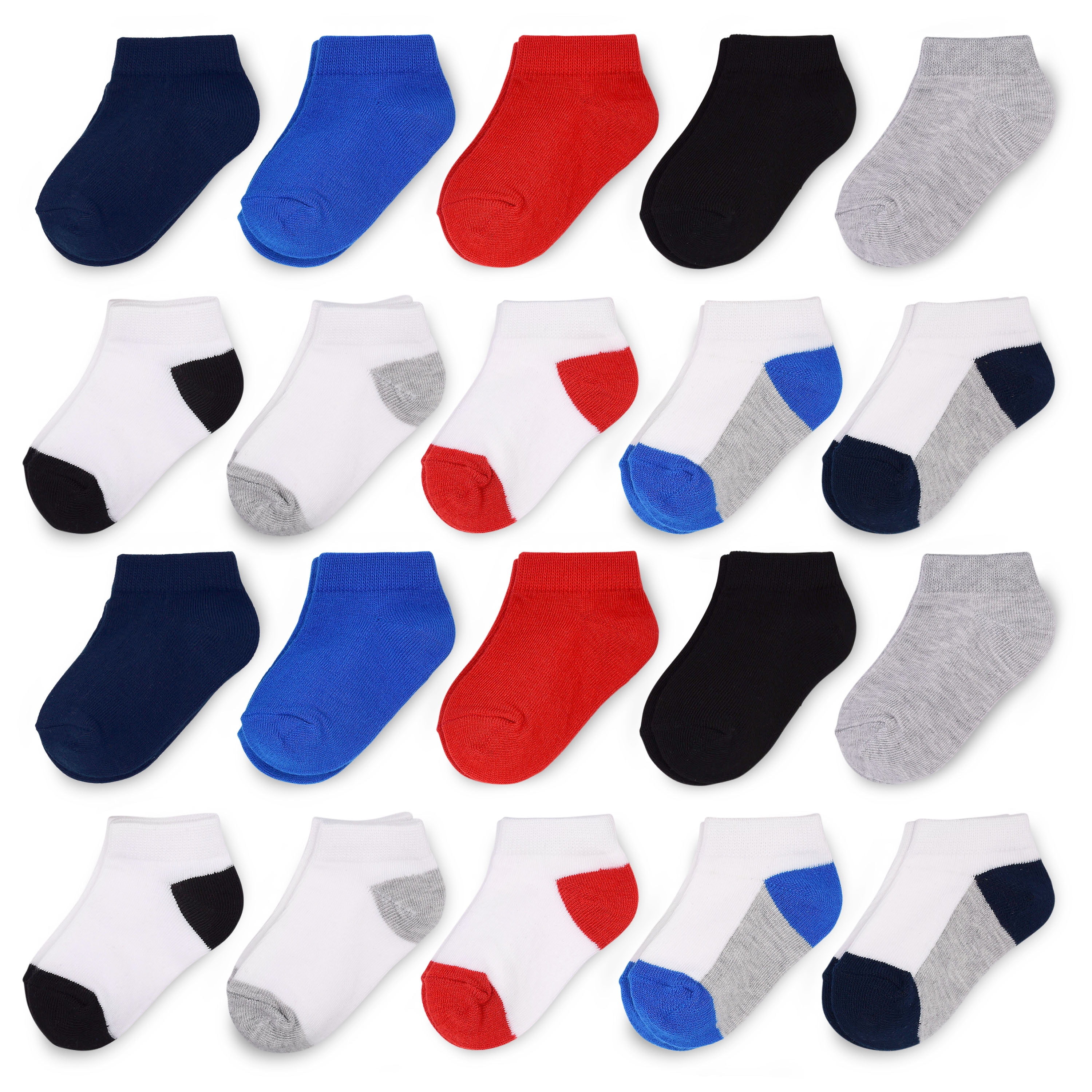 Fruit of the Loom Baby and Toddler Boy Low Cut Socks, 20-Pack, Size 6M-5T