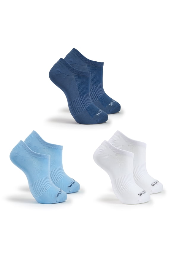 Beyond Soft Sneaker Liner Socks for Women, Blue and White, Sizes 4-10 (3-Pack)