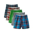 thumbnail image 1 of Fruit of the Loom Boys' Woven Boxer, Exposed and Covered Waistband (Pack of 5) (Assorted Plaids, Medium), 1 of 3