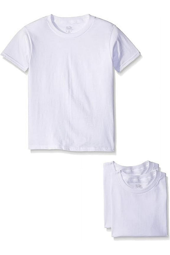 Big Boys' White Crew Tee , White, X-Small (Pack of 3)