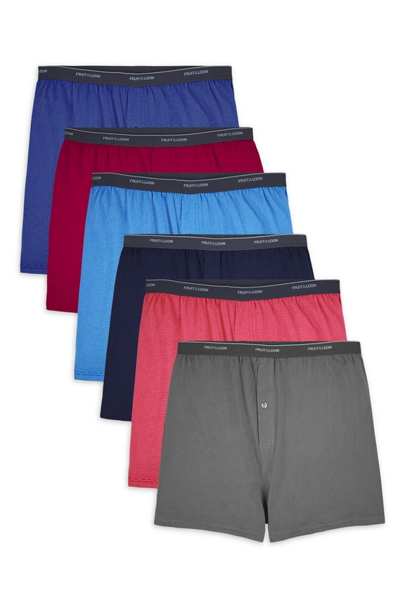 Men's Knit Boxers - Relaxed Fit, Soft Cotton, Moisture-Wicking, 6-Pack, S-5XB