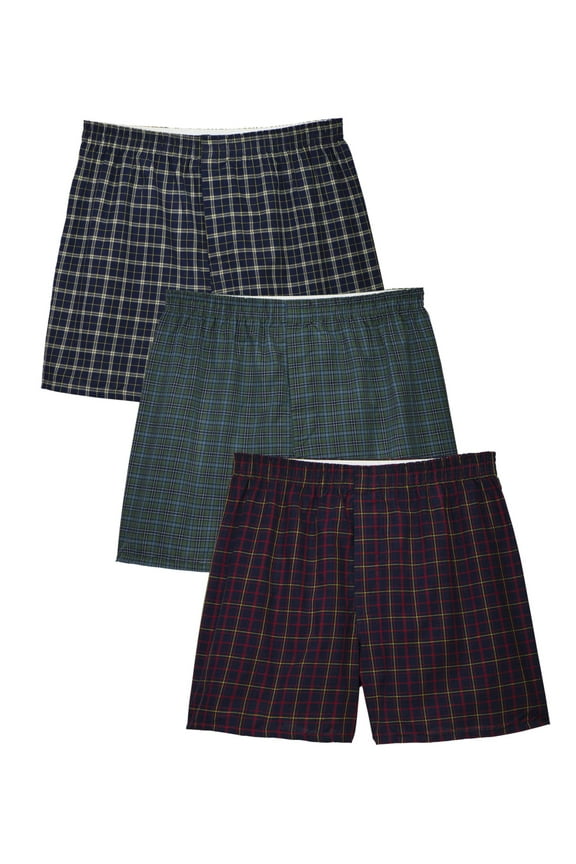 Big Men's Plaid Woven Boxers, 3 Pack