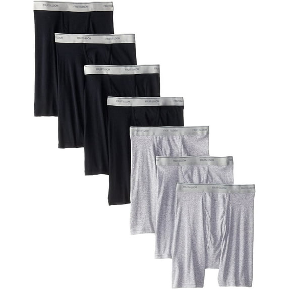 Fruit of the Loom Big Men's Tag Free Black and Gray Boxer Briefs