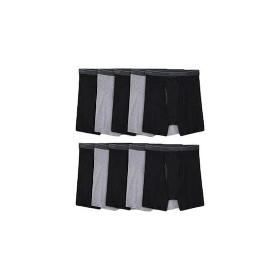 Fruit of the Loom Boxer Briefs 10 Pack (Coolzone Fly) (X-Large) Black/Gray