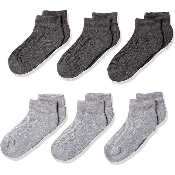 Fruit of the Loom Boy's Breathable Cotton Socks - 6 Pair Pack 9-2.5 Gray