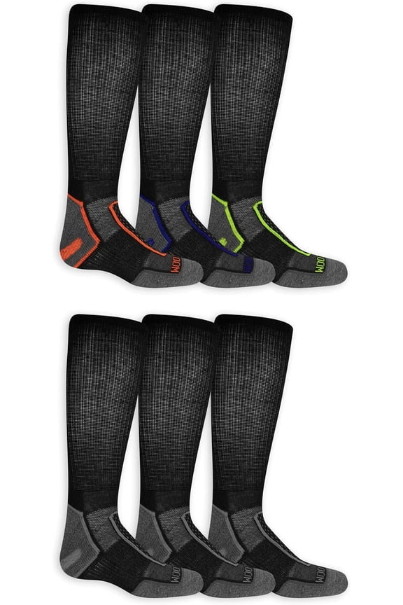 Boy's Coolzone Cushioned Socks-6 Pair Pack Large Black Assorted