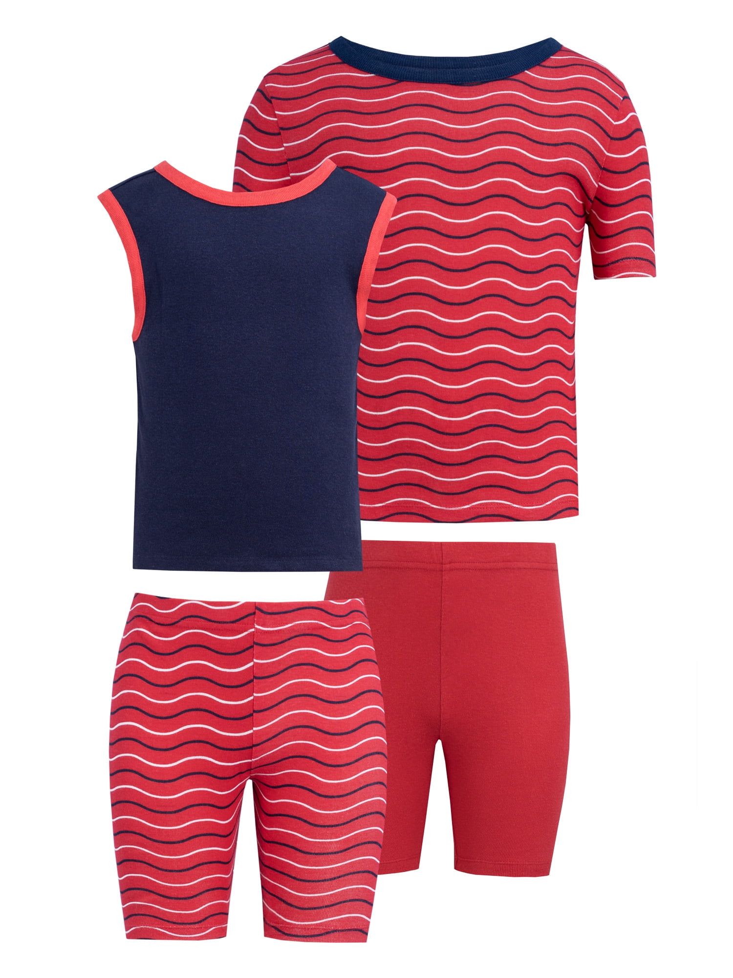 Fruit of the Loom Boy's Energize Snug Fit Pajama Sleep Sets, 4-Piece, Sizes 4-12