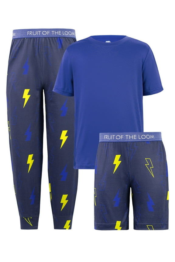 Boy's Getaway Loose Fit Short Sleeve Top, Pajama Sleep pant & Short Set, 3-Piece, Sizes 4/5-14/16