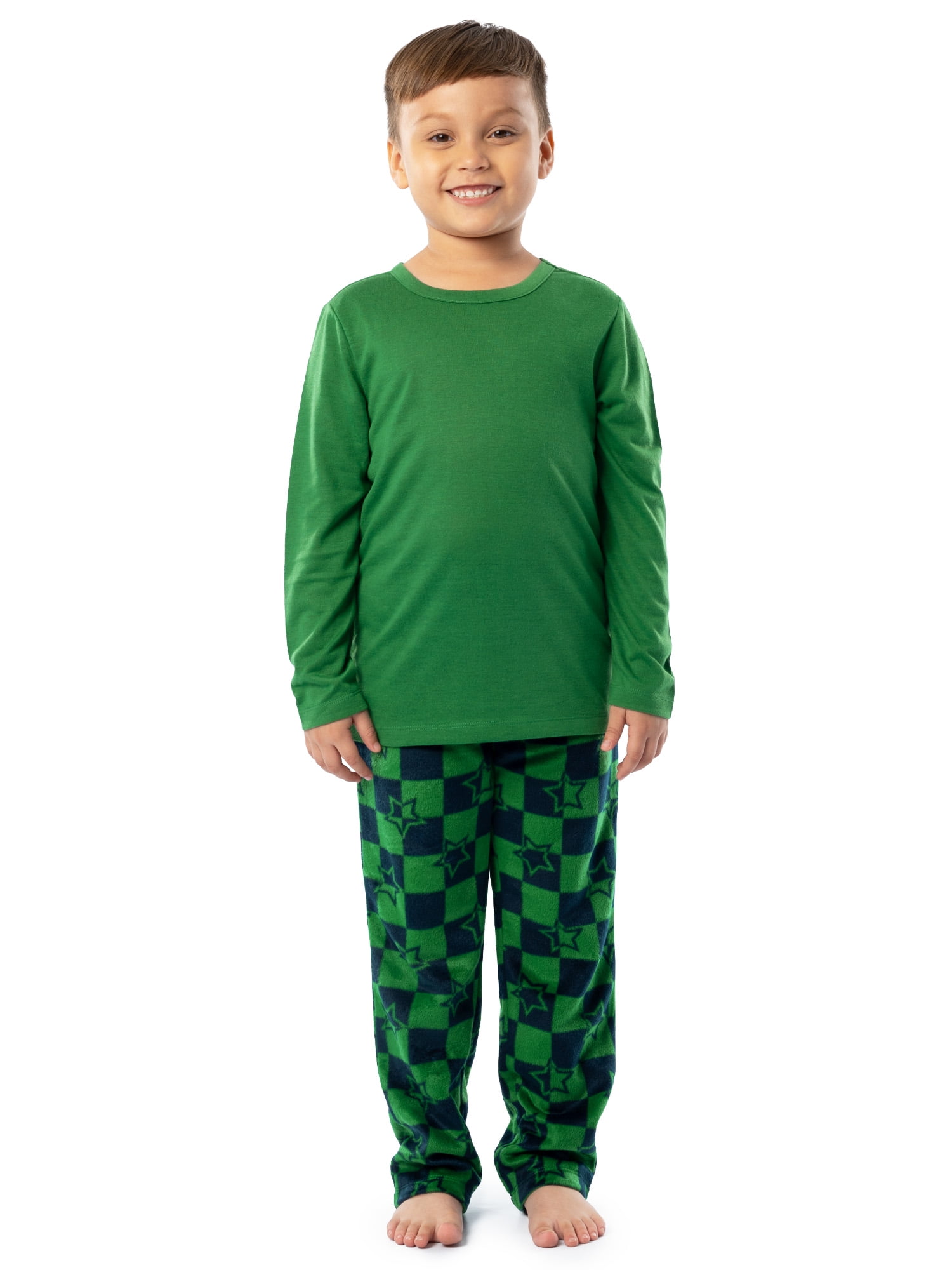 Fruit of the Loom Boy's Long Sleeve Fleece Pajama Set, 2-Piece, Sizes 4-16