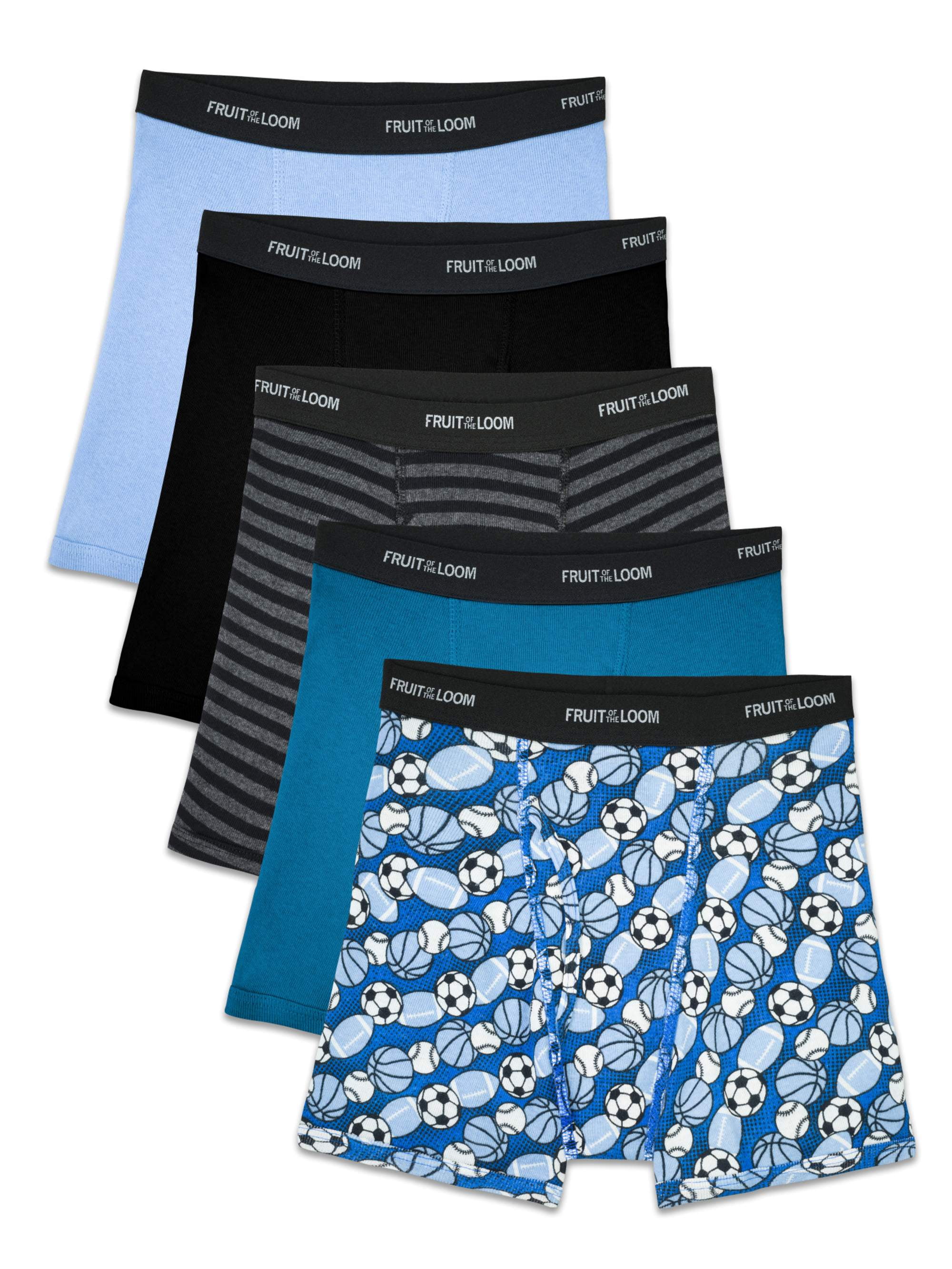 Fruit of the Loom Boy's Underwear, 5 Pack Sport Print Boxer Briefs (Little  Boy's & Big Boy's)