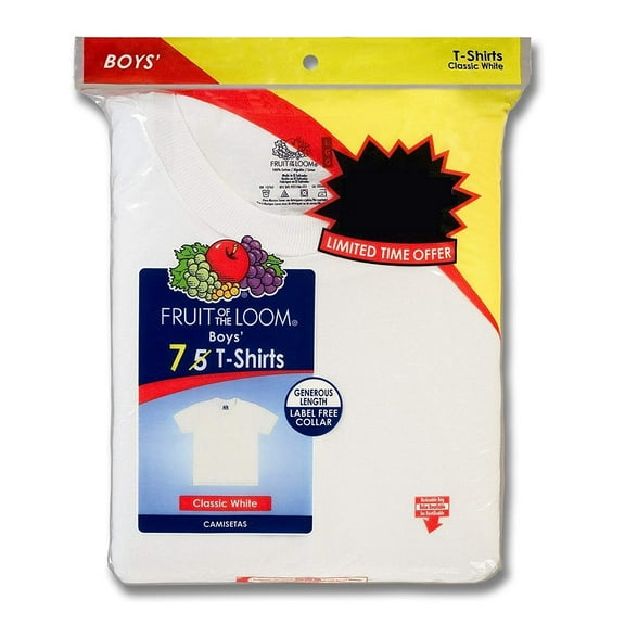 Fruit of the Loom Boy's White Crew Neck T-Shirts